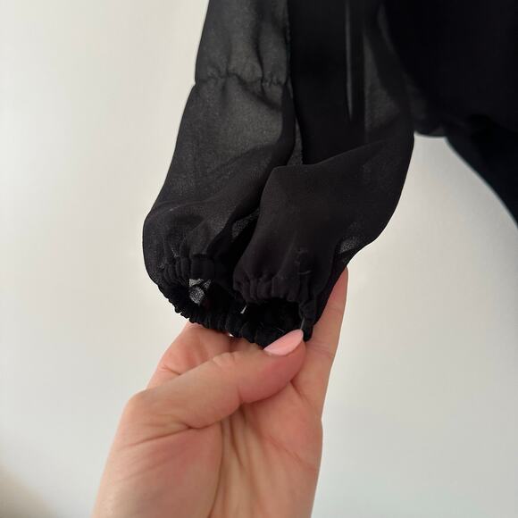 Aritzia Wilfred Talmont Sheer Sheer Chiffon Bodysuit Black XS - Picture 5 of 9